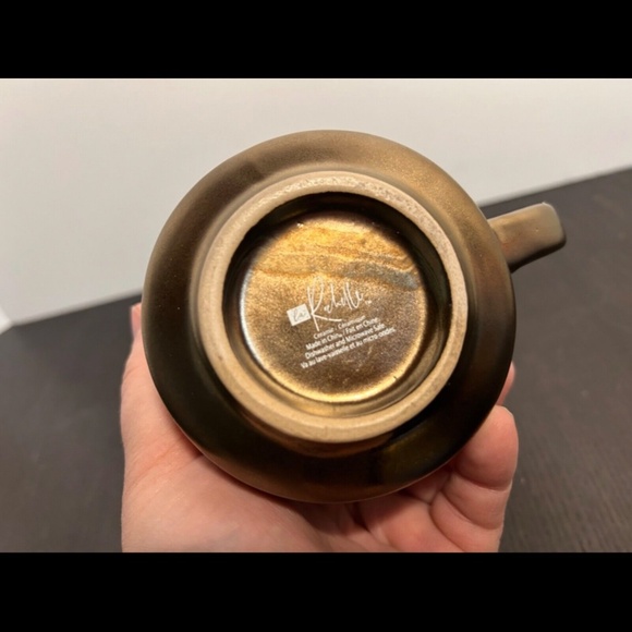 La Rochelle Artisan Crafted Stoneware Coffee Mug Blue & Metallic Gold/Bronze - Picture 10 of 10